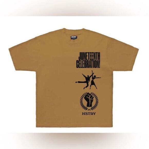 NWT HSTRY By NAS Unisex Brown Graphic Short Sleeve Tee Short Juneteenth Size XL - Picture 1 of 4